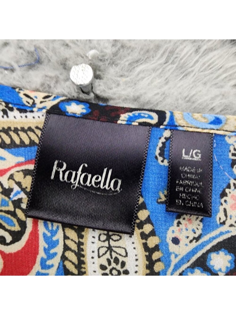 Rafaella Top Womens Large Multicolor Paisley Bell Sleeve Blouse - Picture 5 of 11
